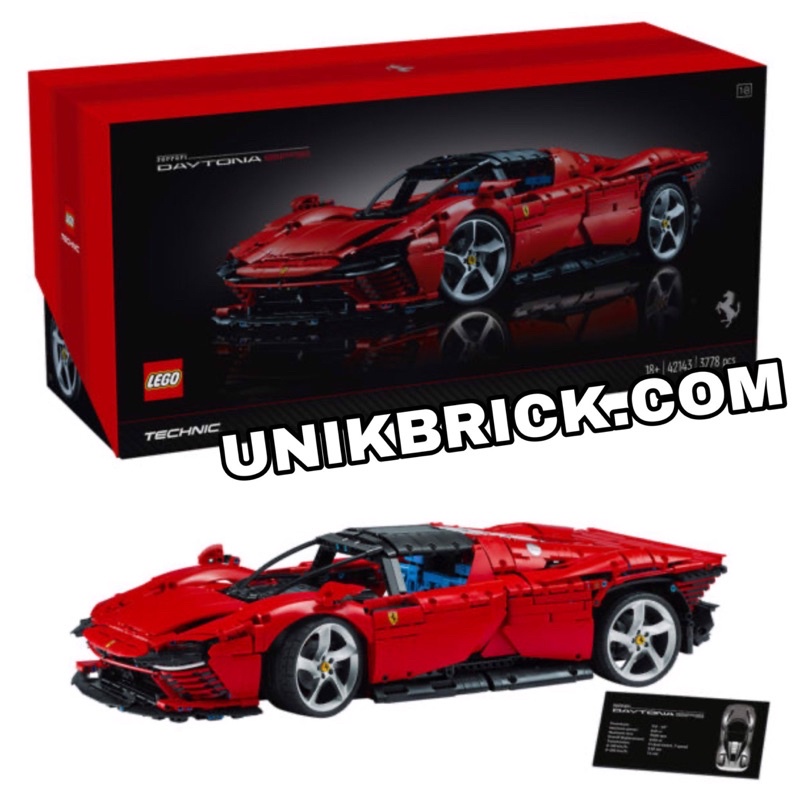 [CÓ HÀNG] Lego UNIK BRICK Technic 42143 Ferrari Daytona SP3 Siêu xe Ferrari đỏ chính hãng (như hình)