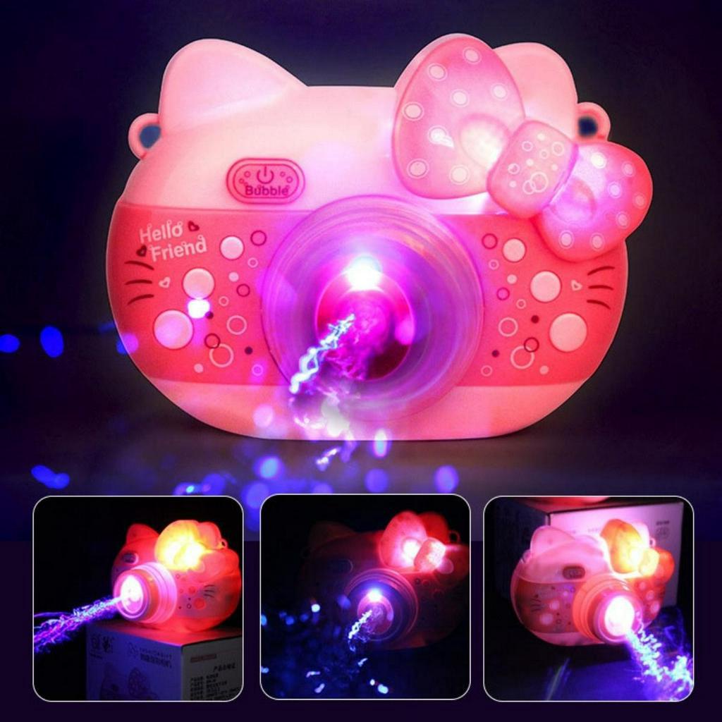 Thổi bong bóng Tuệ Minh Kid's đồ chơi thổi bong bóng tự động có đèn có nhạc cùng dây đeo có 2 màu xanh và hồng