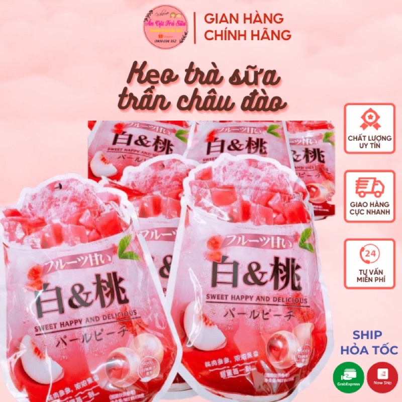 HỎA TỐC - KẸO TRÀ SỮA TRÂN CHÂU VỊ ĐÀO GÓI 120g