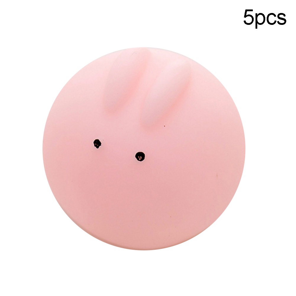 Set 5 Quả Bóng Mềm Mini Bóp Giảm Căng Thẳng Hình Con Thỏ Bằng Nhựa PVC