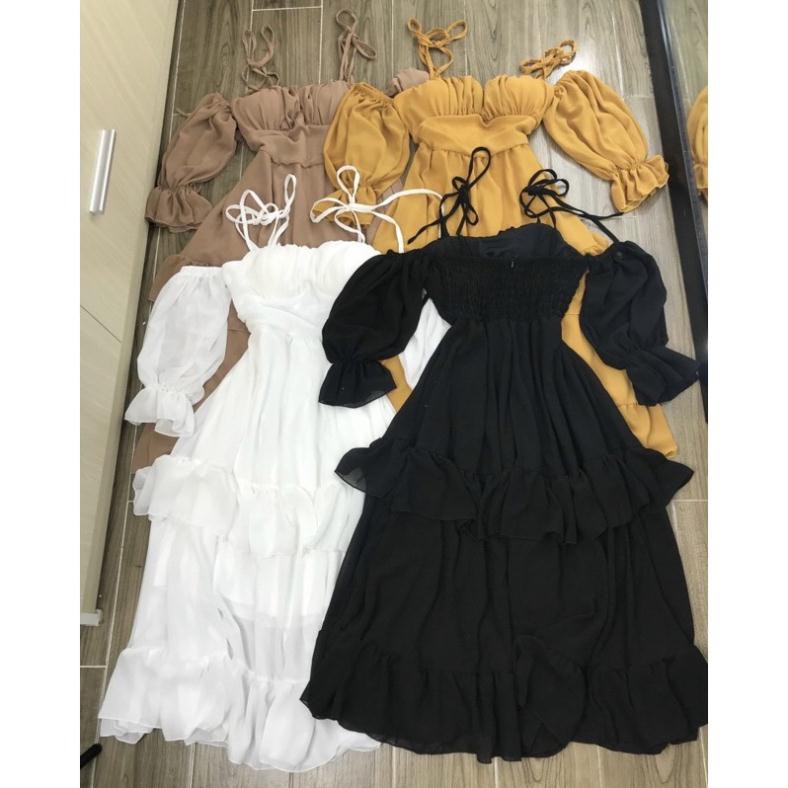 [ẢNH CHÍNH CHỦ]_Đầm Maxi 2 Dây Voan chiffon bèo xếp tầng, tongkhophuonghang 1468 | BigBuy360 - bigbuy360.vn