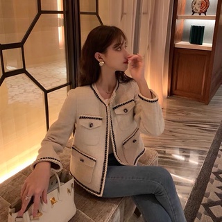 Áo khoác tweed trắng ngà
