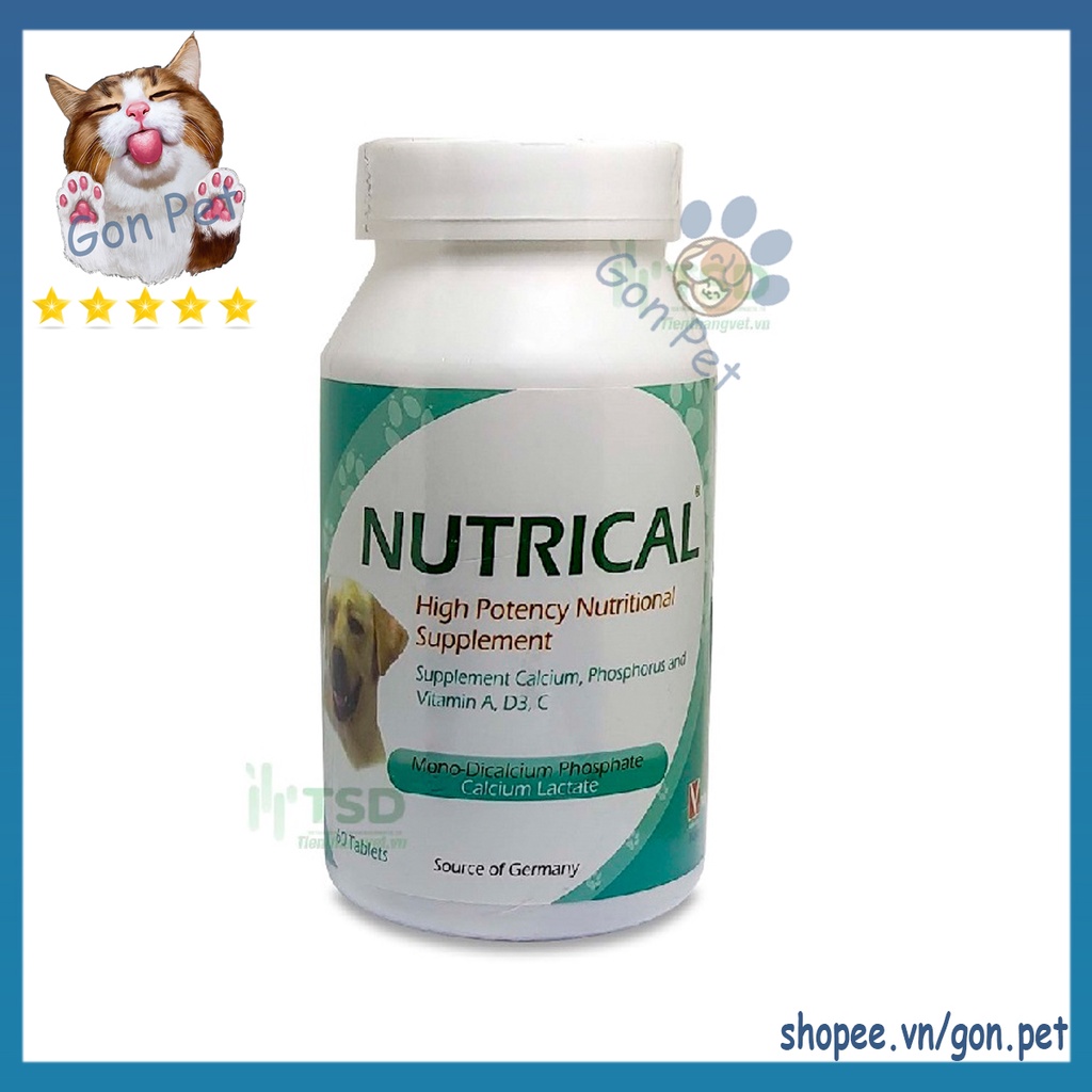 NutriCal - Viên Bổ Sung Khoáng - Vitamin - Canxi Cho Chó, Mèo Giúp Xương Khoẻ, Ăn Ngon Miệng