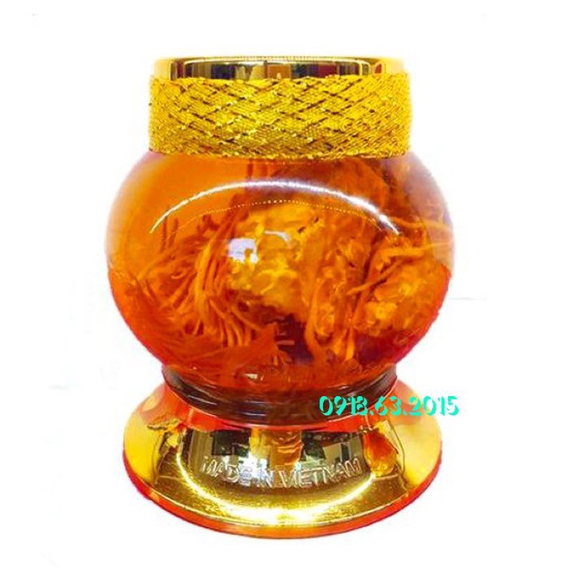 Bình thủy tinh ngâm sâm, linh chi, đông trùng hạ thảo 0,9 lit