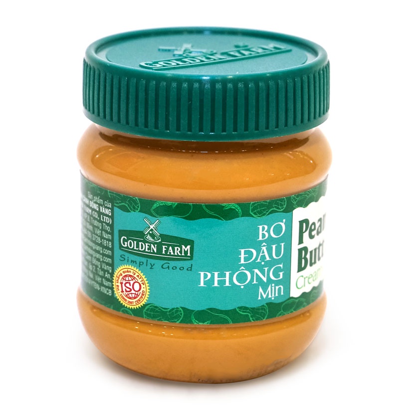 Bơ Đậu Phộng Mịn Peanut Butter Creamy Golden Farm dùng làm bánh, ăn kèm bánh mì, xôi hoặc nấu ăn - hũ 170gr