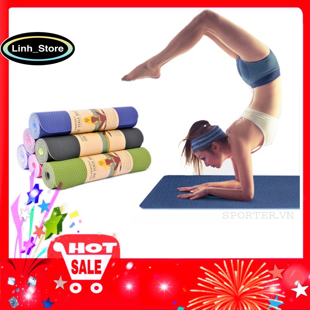 [FREESHIP❤️] Thảm Tập Yoga Gym  Định Tuyến 2 Lớp TPE 8MM Cao cấp Siêu bền Chống trơn trượt, Chịu Lực Tốt.