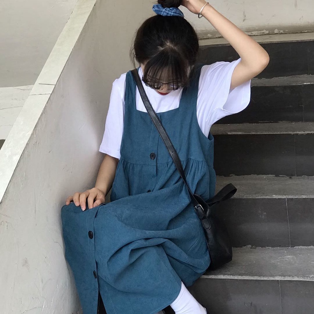 Set Áo Thun Và Đầm Yếm Thiết Kế Xinh Xắn Nữ Tính