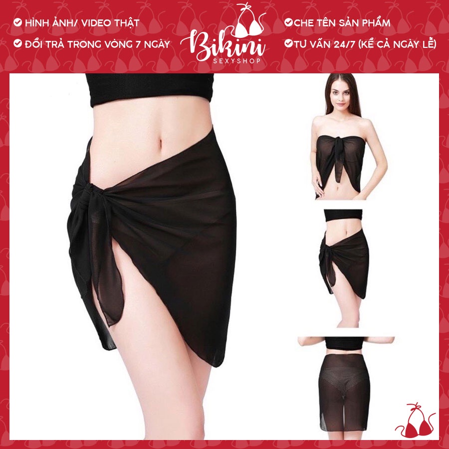 Khăn voan quấn bikini đi biển, Khăn choàng quấn mông gợi cảm và sành điệu, có 2 màu đen trắng