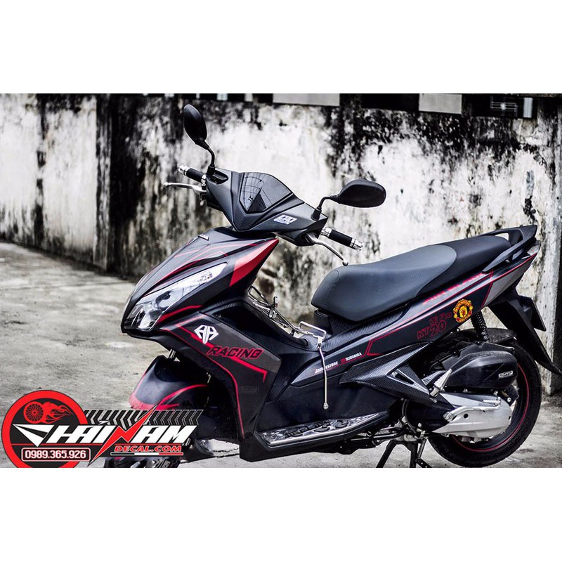 Tem Trùm Air Blade Đen Chỉ Đỏ