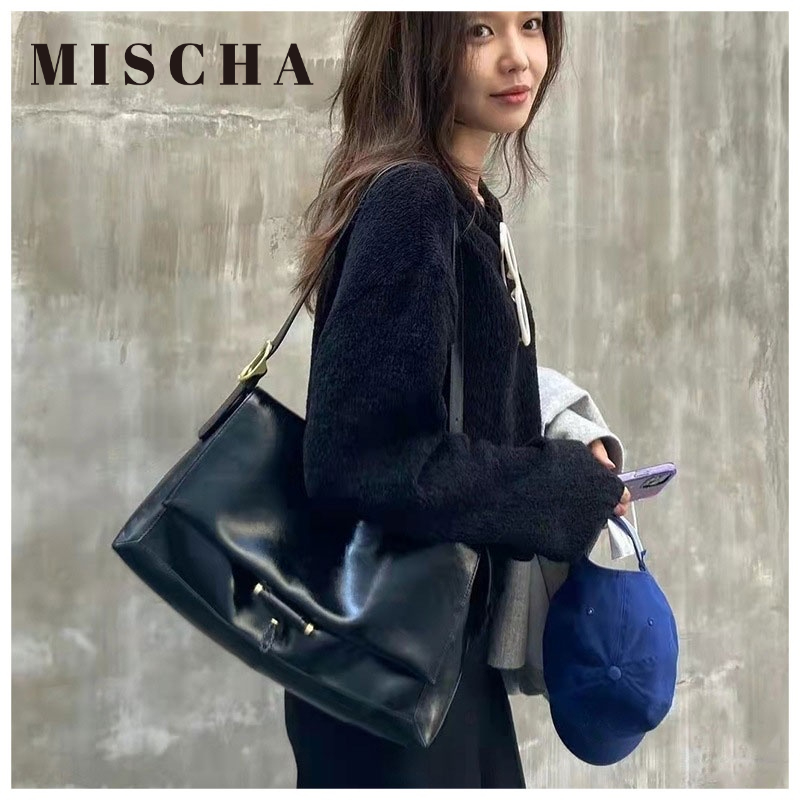 Mischa Túi Đeo Vai Da PU Mềm Màu Trơn Sức Chứa Lớn Dễ Phối Đồ Hợp Thời Trang