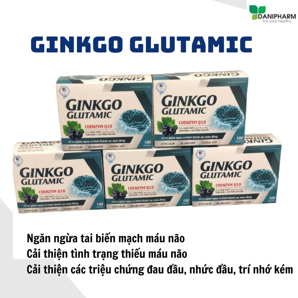 Viên uống bổ não, hoạt huyết, dưỡng não, tăng cường trí nhớ - GINKGO GLUTAMIC hộp 100 viên