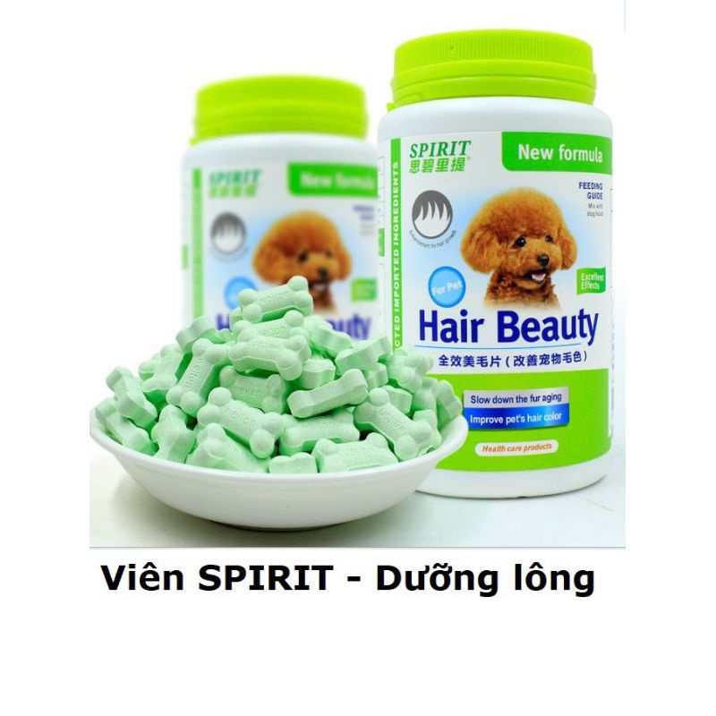 Đồ ăn thưởng chó mèo , Viên nhai SPIRIT bổ sung VITAMIN/KHOÁNG/CALCIUM chắc xương dưỡng lông cho cún thú cưng lọ 160G