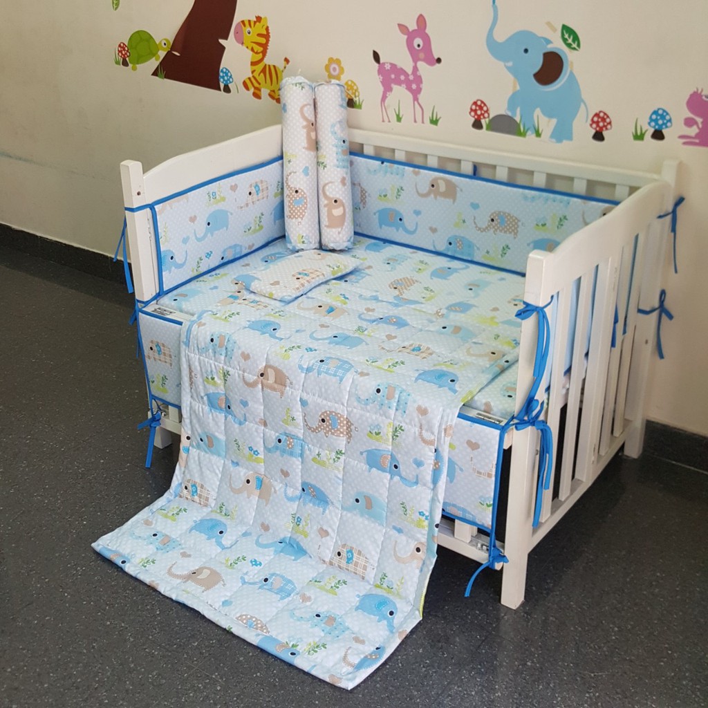 Combo Nệm, Quây, Ga Cao Cấp cho bé ( kích thước 70x110 cm )