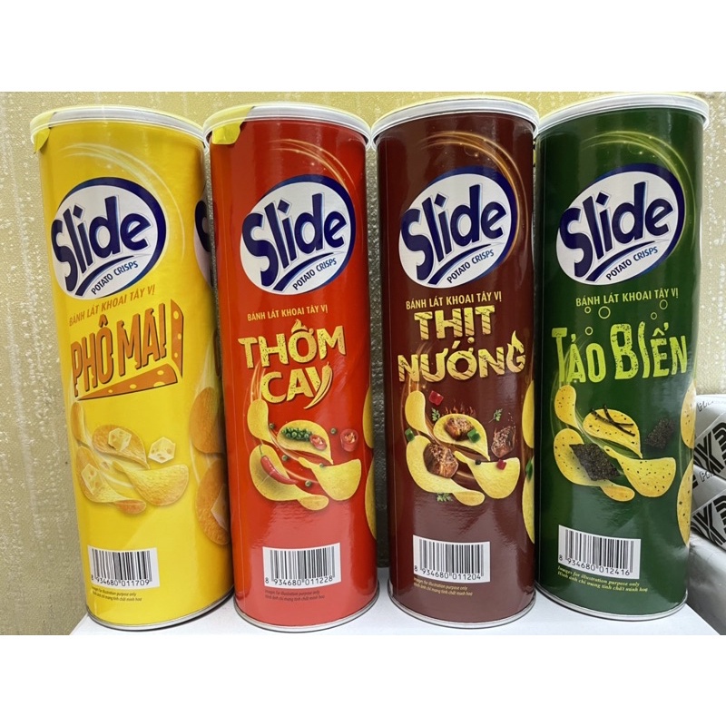 Snack khoai tây vị tự nhiên SLIDE lon 160g (đủ 4 vị best seller)