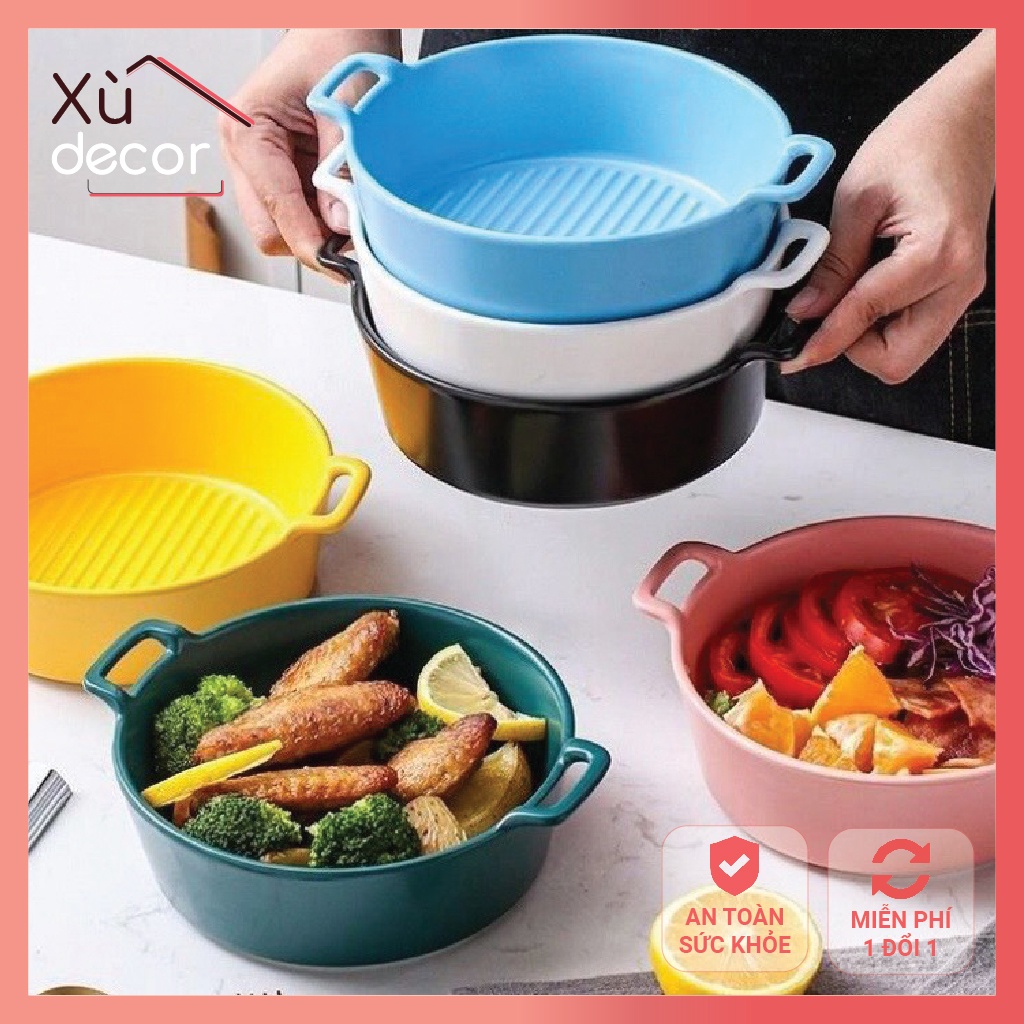Nồi sứ sâu lòng có quai, phong cách bắc âu, men màu sáng bóng, dung tích 800ml