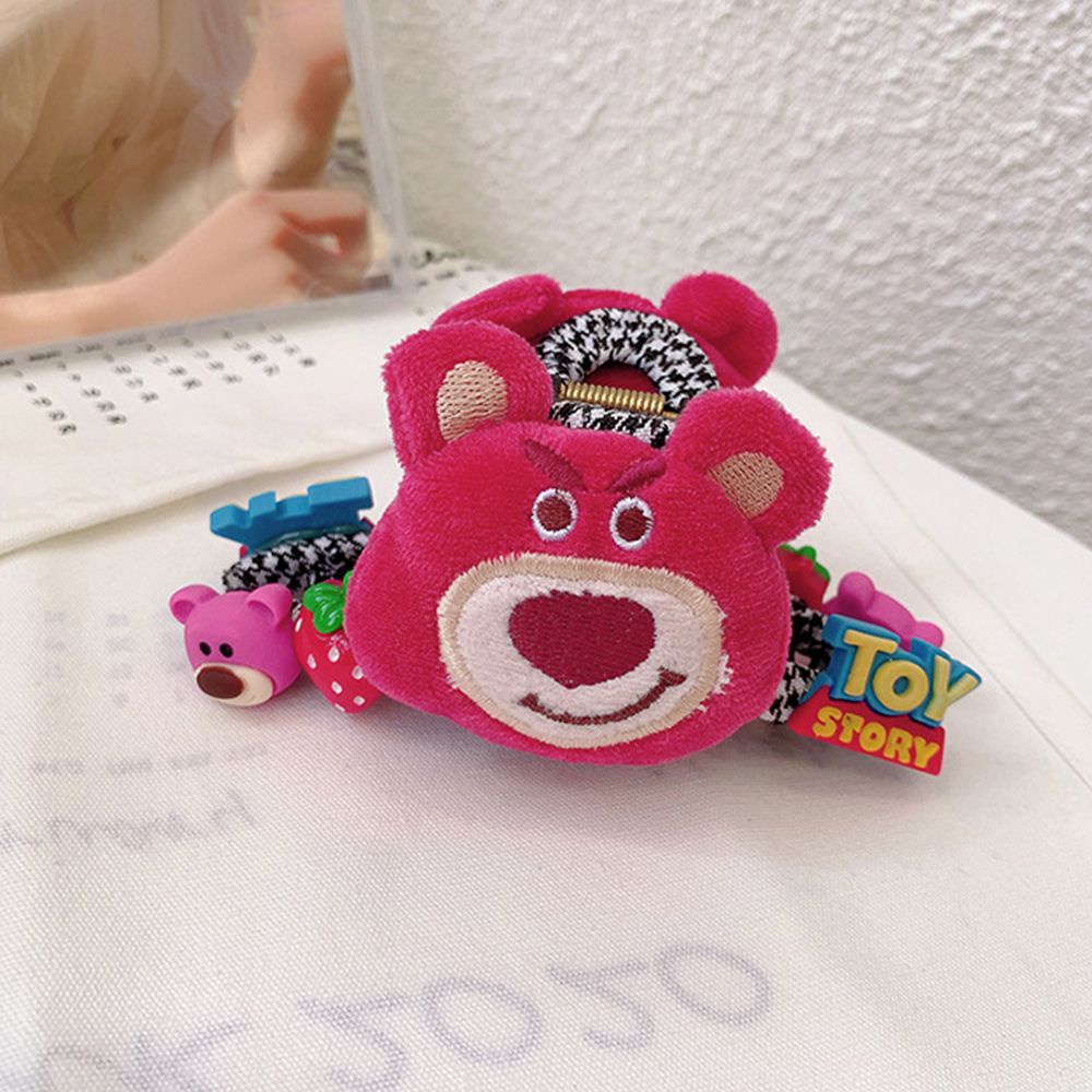 Kẹp tóc càng cua bằng vải acrylic hình gấu dâu tây hoạt hình phong cách Hàn Quốc dễ thương cho nữ