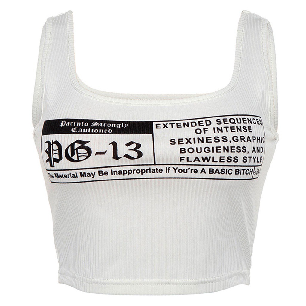 Áo Croptop Dệt Kim Không Tay In Chữ Phong Cách Gothic Dành Cho Nữ | BigBuy360 - bigbuy360.vn