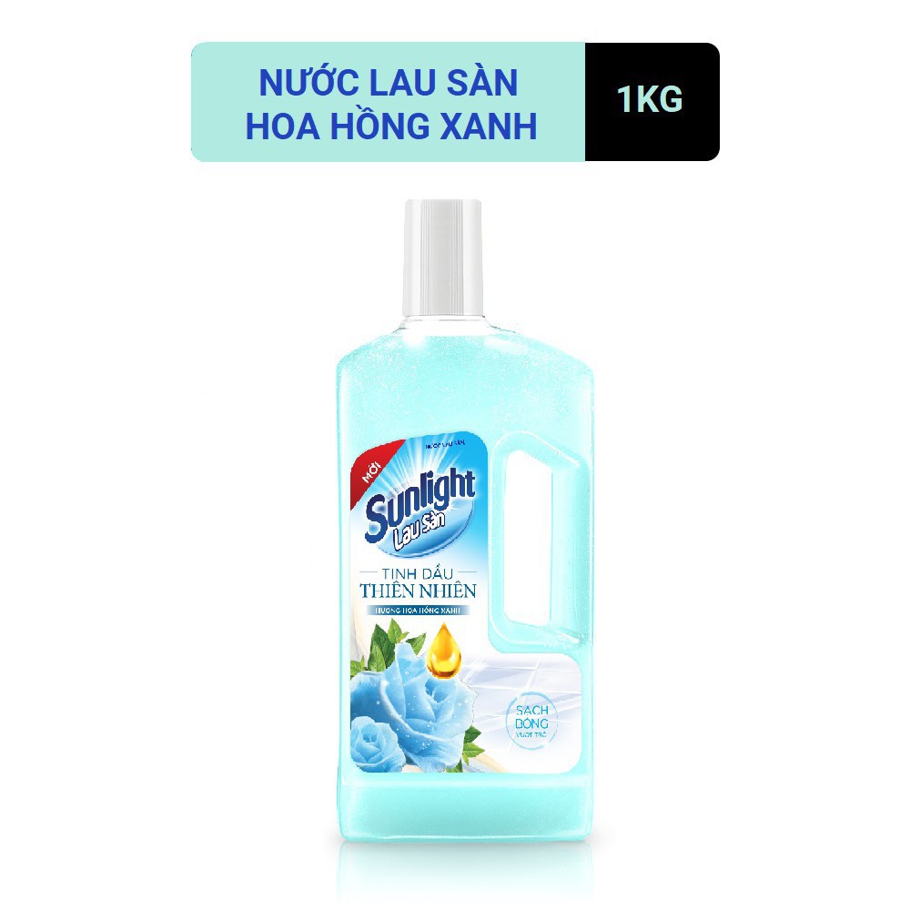 SALE Sunlight lau sàn Tinh Dầu Thiên Nhiên Hoa Hồng Xanh, Hoa Diên Vỹ, chai 1kg (Siêu HOT)