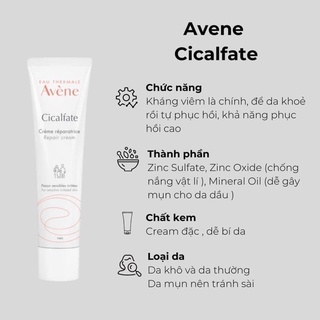 KEM DƯỠNG PHỤC HỒI DA  AVENE CICALFATE 40ML