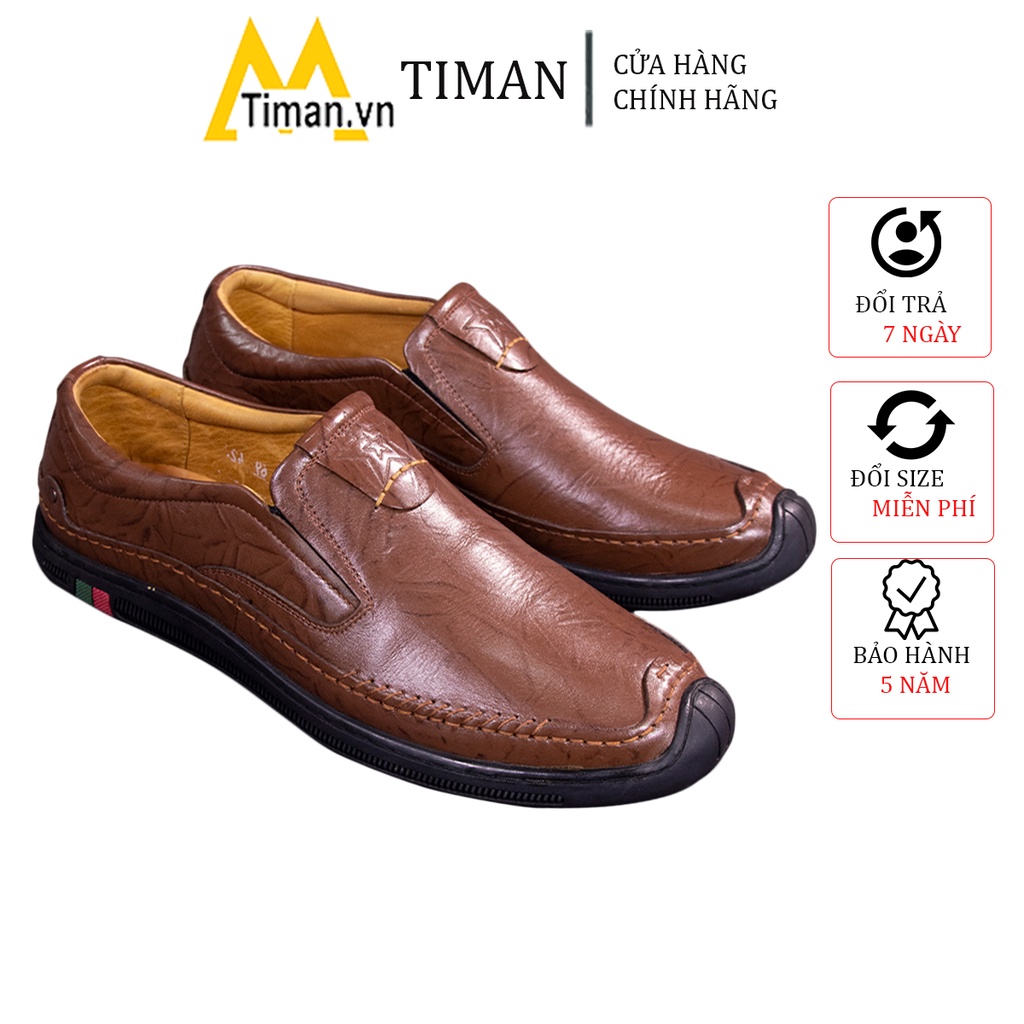 Giày nam lười chất liệu da bò tây đẹp phong cách công sở thiết kế mọi cao cấp bảo hành 5 năm NK69 TIMAN