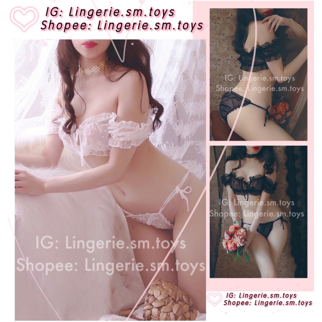 Set Ngủ Chấm Bi Voan Mỏng Mềm Mại - Quần Buộc Dây Hông Lả Lơi Gợi Cảm