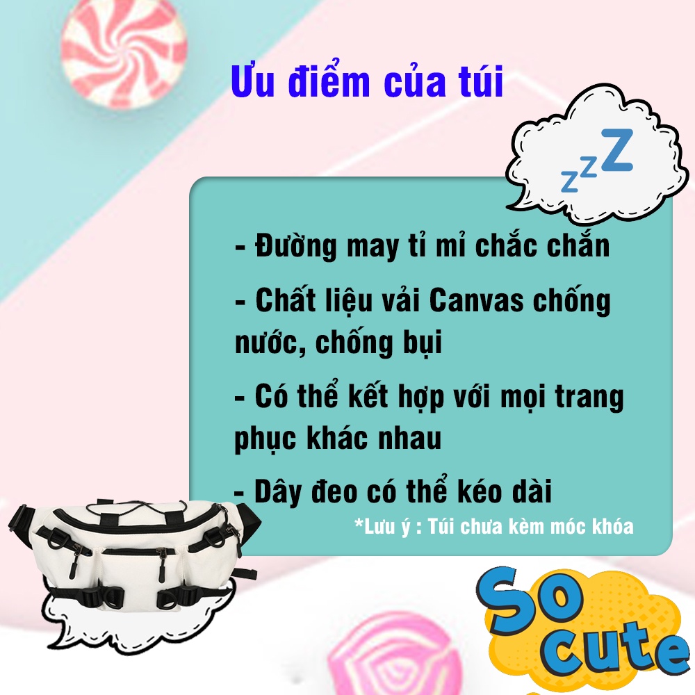 Túi Chéo Túi Bao Tử Unisex Vải Canvas Phong Cách Thời Trang Hàn Quốc Bao Trất