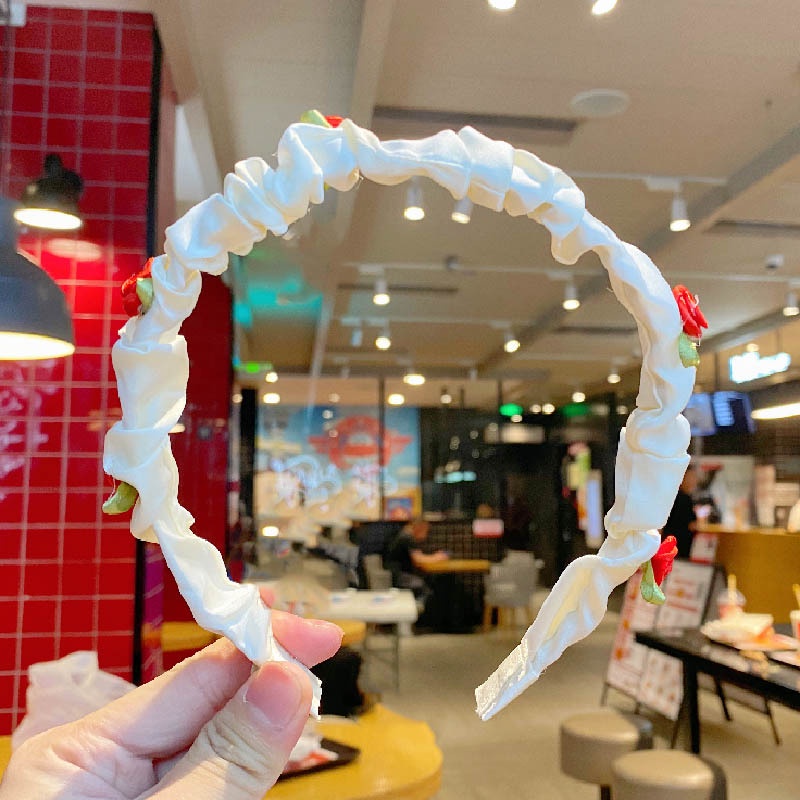 Băng Đô Xếp Ly Hoa Hồng Pháp Thanh Lịch