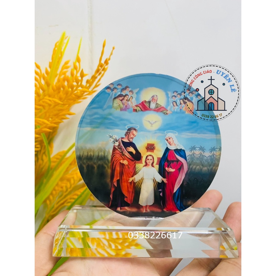 Tượng công giáo pha lê hình Thánh gia