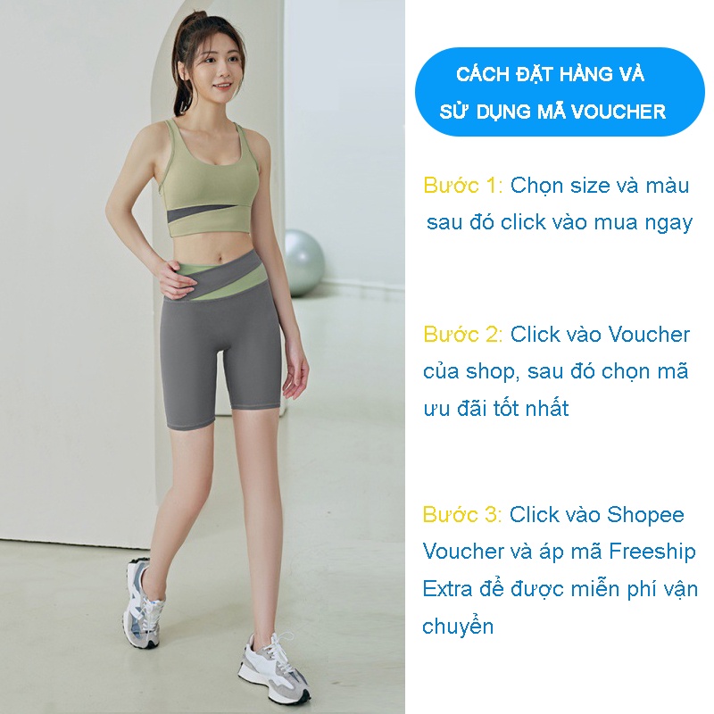 Sét Lửng Tập Gym Yoga Nữ Co Giãn 4 Chiều Thấm Hút Mồ Hôi Có Mút Ngực - SG2