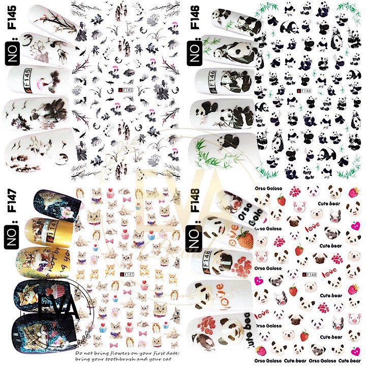 Decal Dán Móng Tay 3D Nail Sticker Hoạ Tiết Mèo Con Đáng Yêu Cute Cat F147