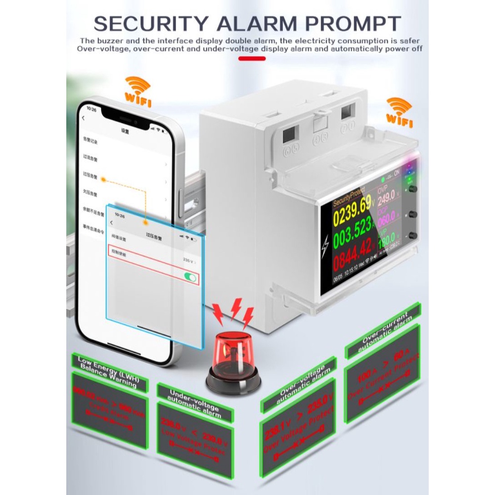 Công TắC ĐiềU KhiểN Wifi / Bluetooth AT4PW 100A Din AC 220V 110V Kỹ ThuậT Số Thông Minh