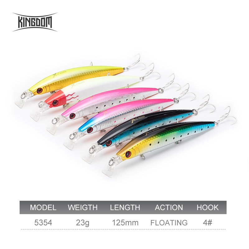 Mồi Câu Cá Kingdom Nhân Tạo Dạng Cứng Hình Cá Tuế Nổi Dùng Để Câu Cá Chẽm/ Cá Rô/ Cá Chép/ Cá Chó/ Cá Hồi 125mm 23g