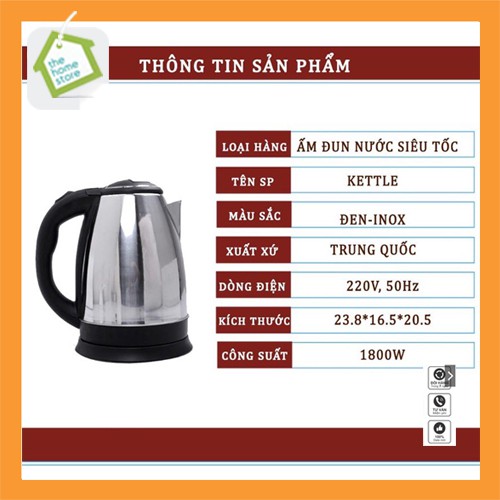 Ấm Siêu Tốc Inox Dung Tích 1,8L