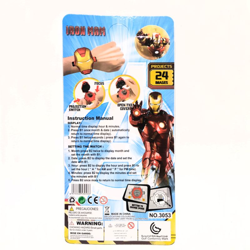 Đồ chơi đồng hồ Iron Man chiếu hình 3D (kèm pin)