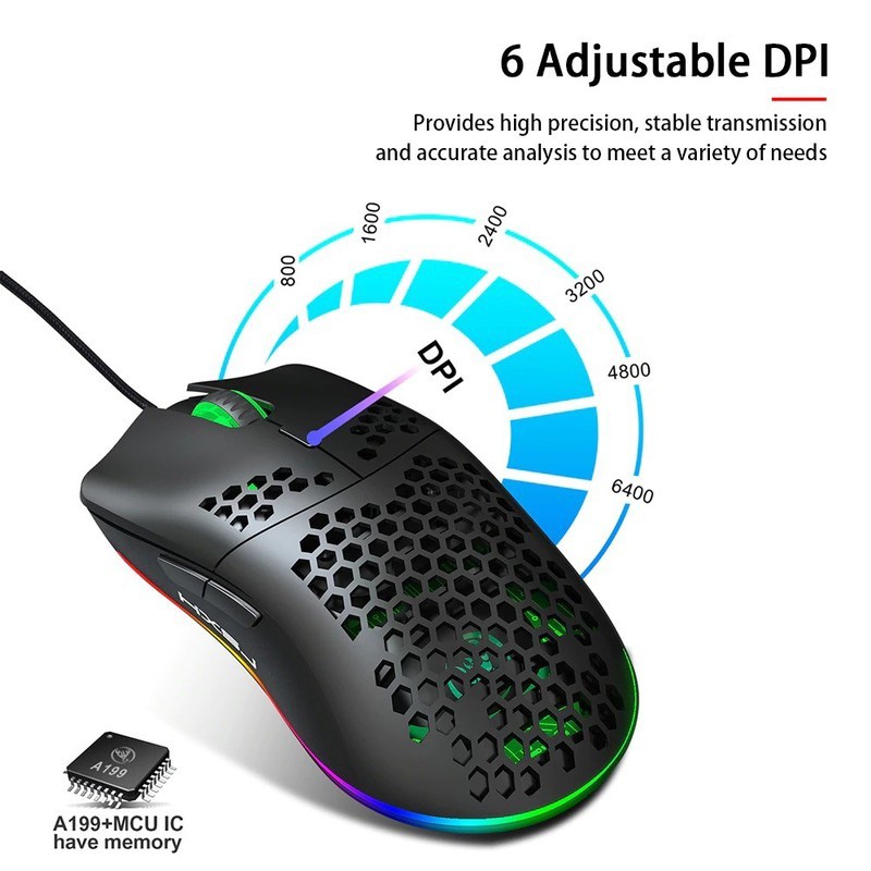 Chuột Gaming HXSJ J900; LED RGB Chơi Game Có Dây