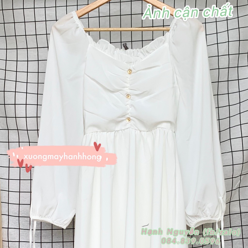 Váy Trắng dự tiệc Tiểu Thư - Váy Dài Tay Mùa Thu - Xưởng May Hạnh Hồng | BigBuy360 - bigbuy360.vn
