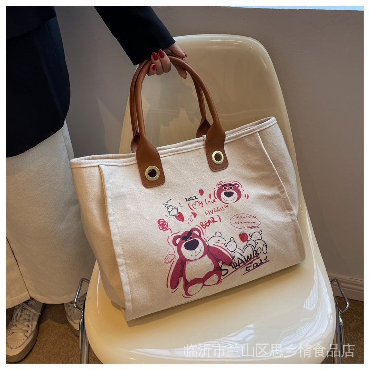 Túi Tote Vải Canvas Kích Thước Lớn Phong Cách Hàn Quốc Mới 2022
