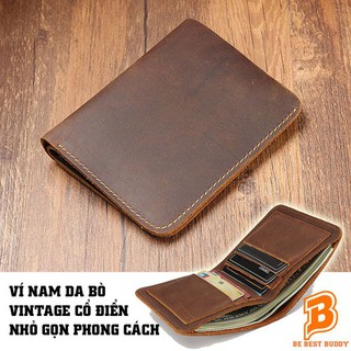Bóp Ví Nam Da Bò Thật Vintage Ví Da Bò Nguyên Miếng Ví Đứng