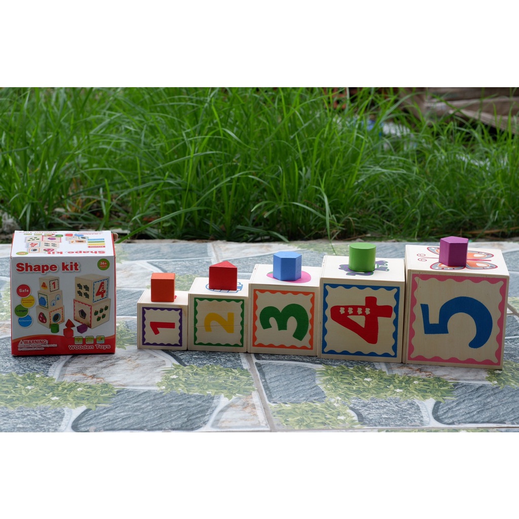 Đồ Chơi Tháp Xếp Chồng Thả Hình Khối Đồ Chơi Gỗ Gồm 5 Lớp Giúp Bé Phát Triển Trí Tuệ