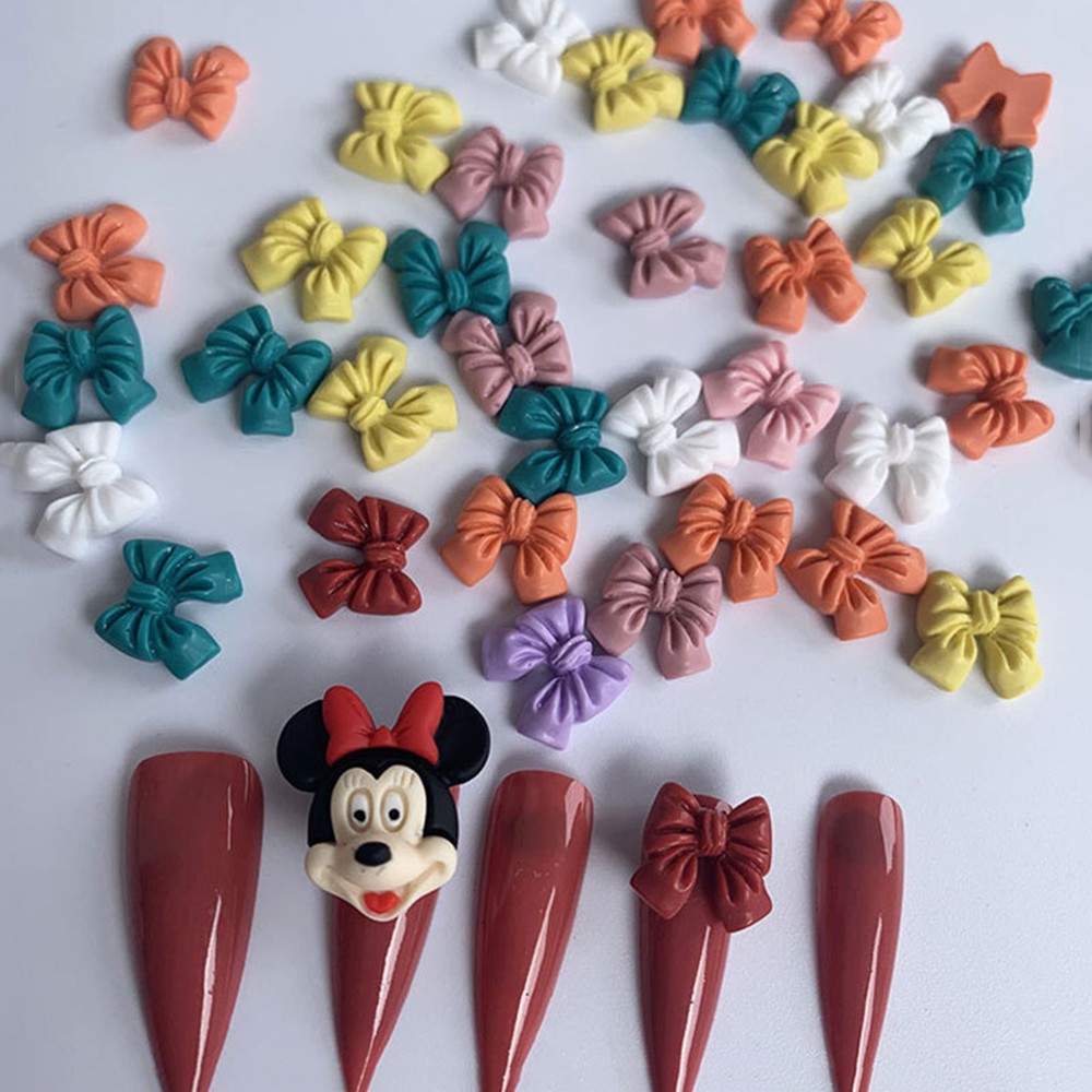 [Hàng mới về] Set 10 hạt phụ kiện đính móng trang trí hình nơ 3D dễ thương