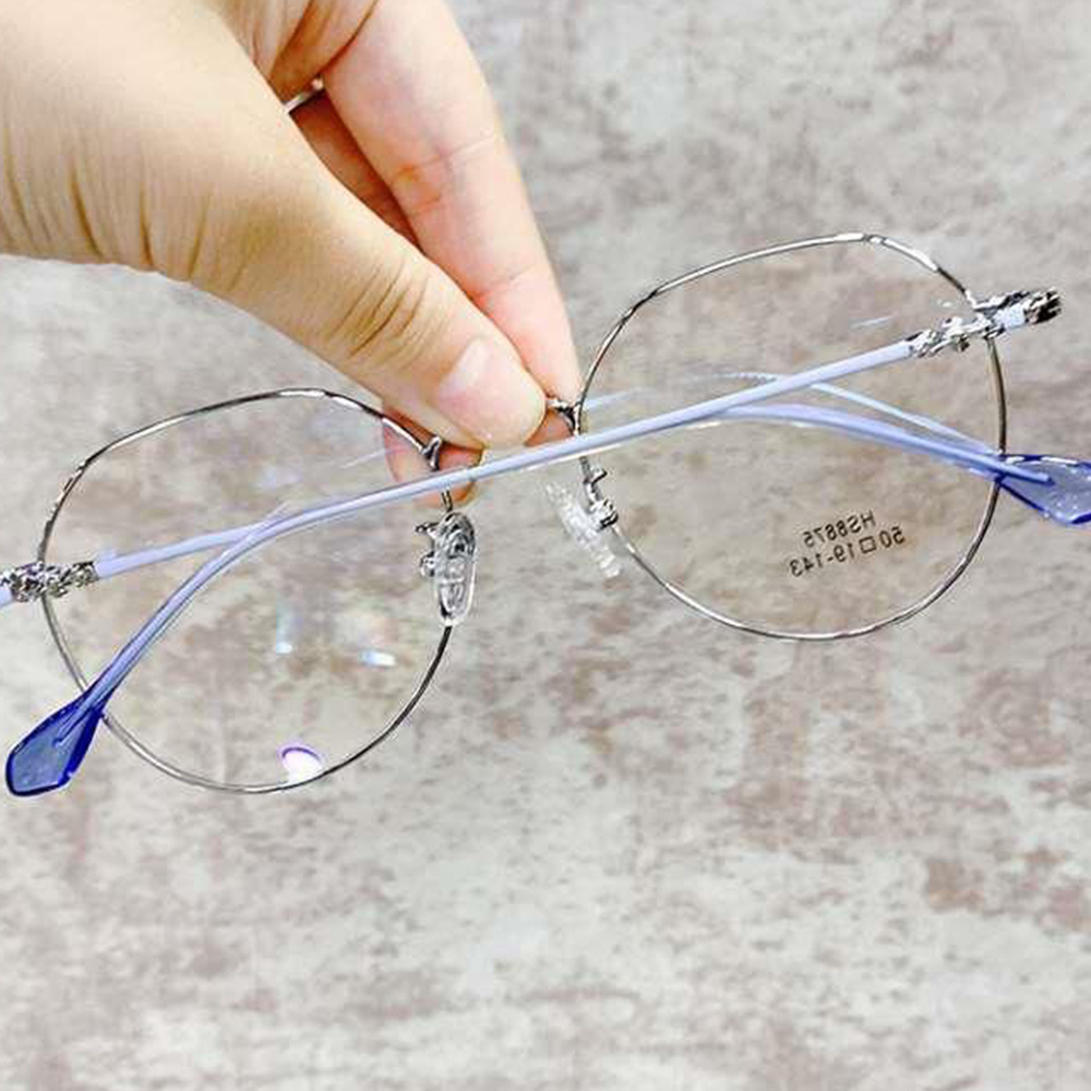 Mắt kính gọng kim loại tròn chống tia bức xạ bảo vệ mắt phong cách Hàn Quốc