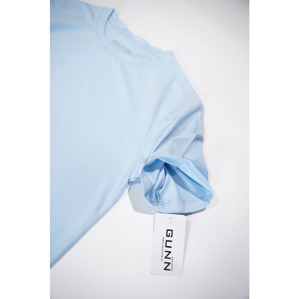 Áo Thun Trơn Basic Cổ Tròn Cotton 4 Chiều Cao Cấp, Co Giãn, Thoáng Mát - XANH NHẠT - GUNN T-SHIRT