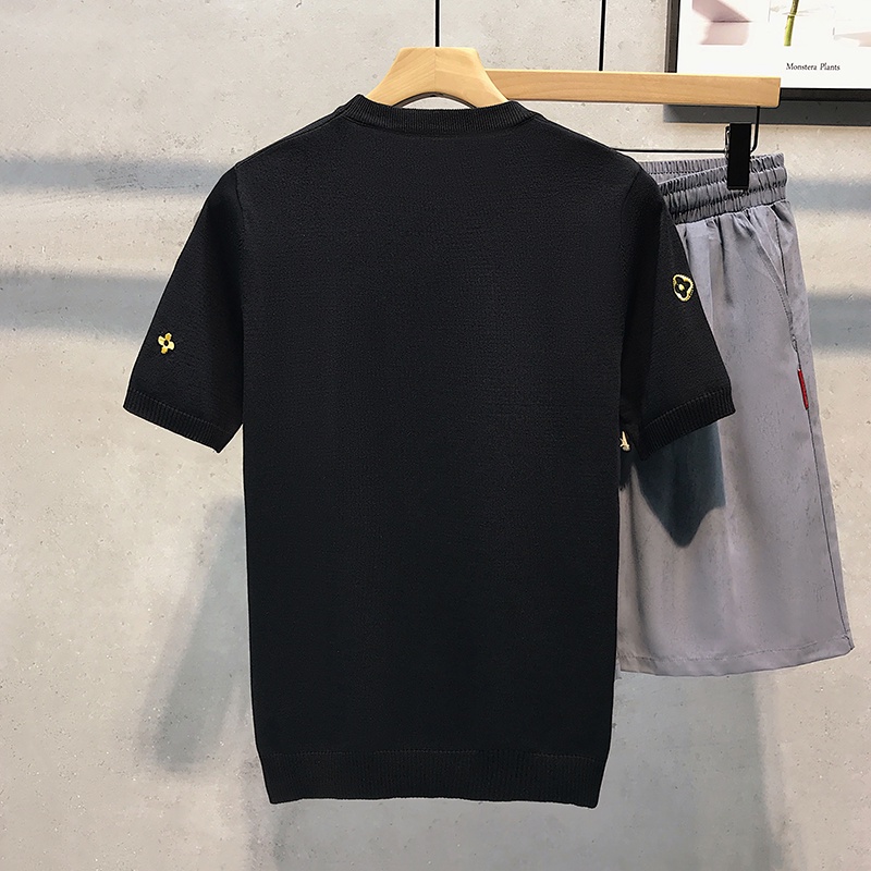 Áo thun tay ngắn cổ tròn họa tiết thêu thời trang năng động cho nam