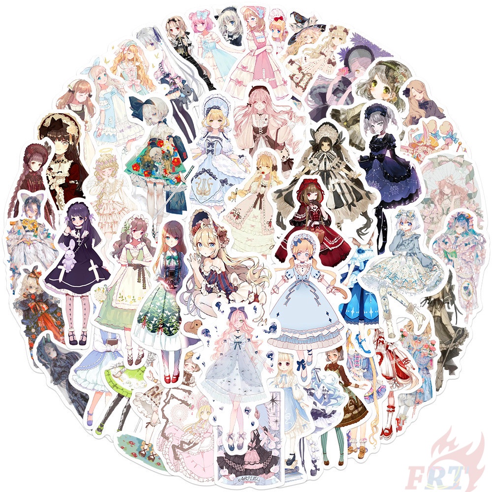 Bộ 110 miếng dán hình cô gái lolita trang trí vali / ván trượt / laptop