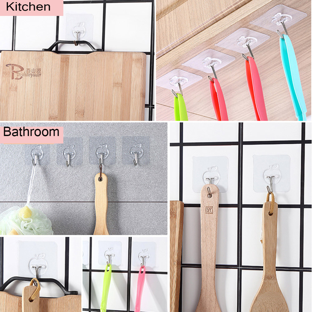 Set 5 / 10 Móc Dán Tường Hình Quả Táo Chống Nước Tiện Dụng