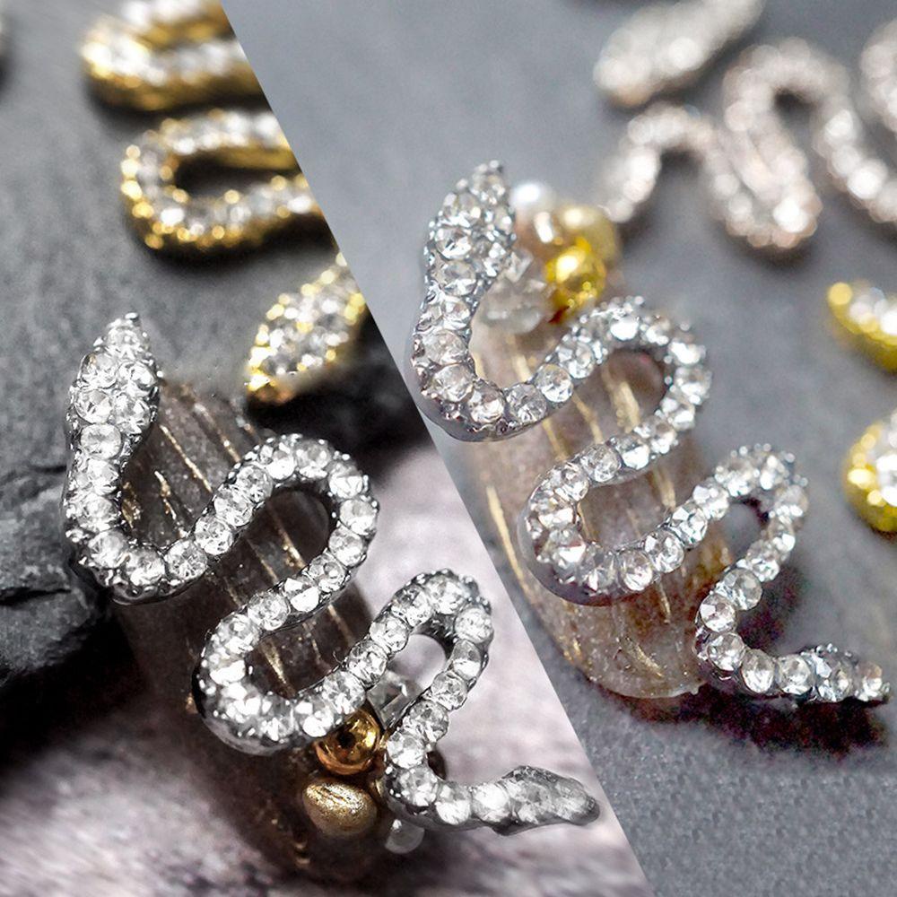 Phụ Kiện Trang Trí Móng Tay Hình Rắn Đính Đá Lấp Lánh Phong Cách Retro Oversize|Phụ Kiện Trang Trí Móng Tay Nghệ Thuật DIY Xinh Xắn