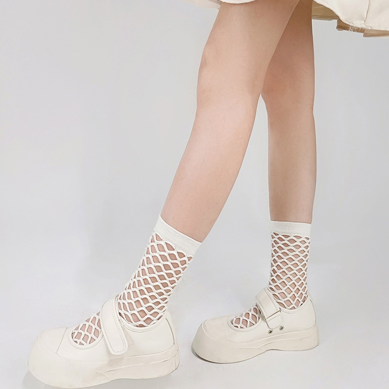 brroa Women Fishnet Socks Multi-color Hollow Out Socks Breathable Thin Mesh Socks Gift