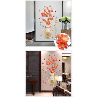 Decal Dán Tường Bình Hoa Đào