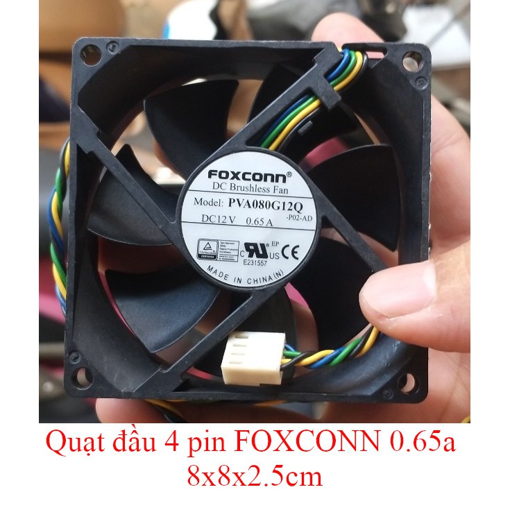 Fan quạt 8cm siêu mạnh tản nhiệt máy tính hiệu DELTA, FOXCONN, AVC dòng 12v, ampe 0.6 đến 0.7a, hàng tháo máy Server