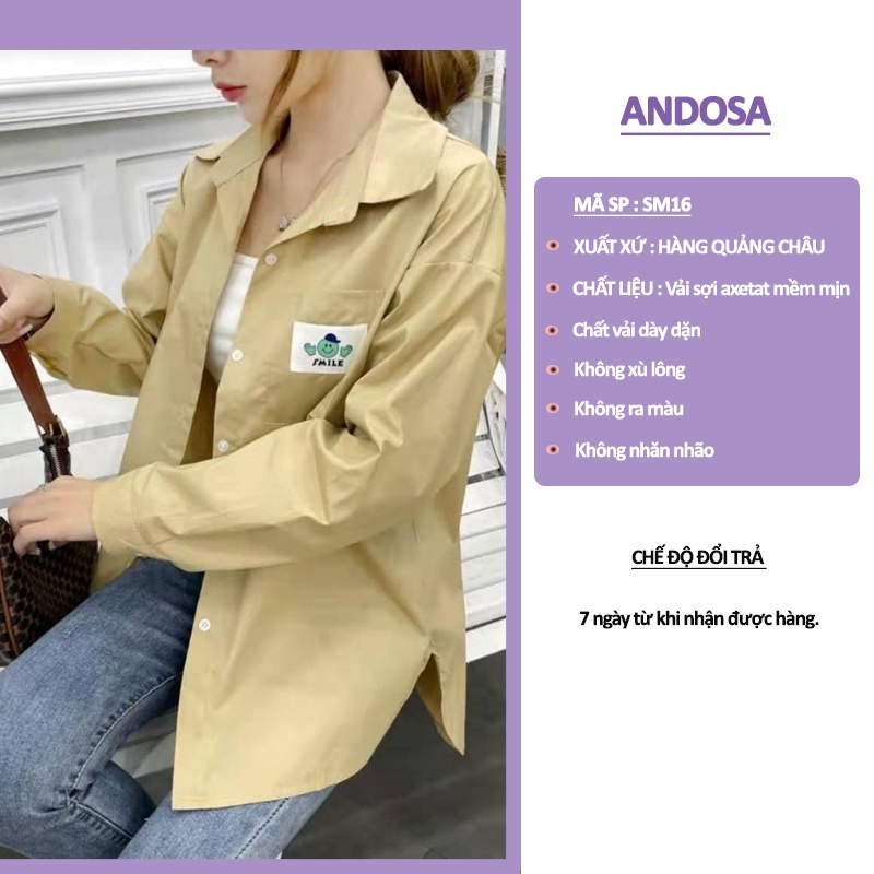 Áo sơ mi nữ tay dài form rộng đẹp kiểu công sở hàng nhập Quảng Châu ANDOSA SM16